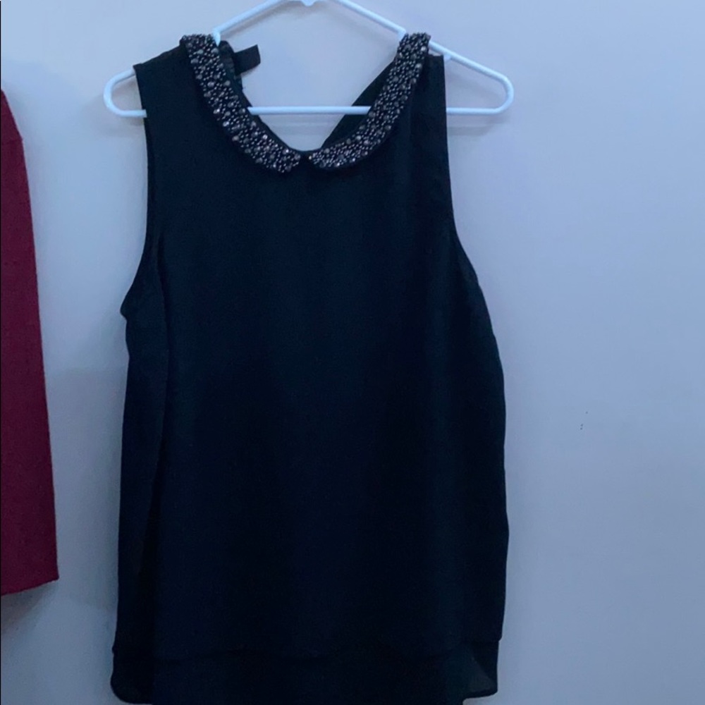 Black Sleeveless Top With Bedazzled Neckline